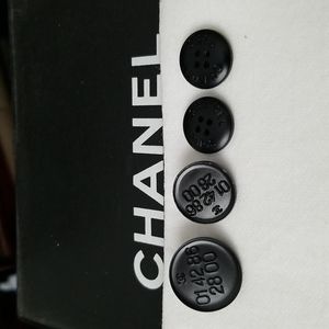 4 BLACK STAMPED CHANEL BUTTONS AUTHENTIC